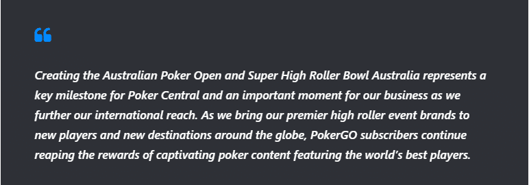 Poker Central President Sampson Simmons in the press release said that,