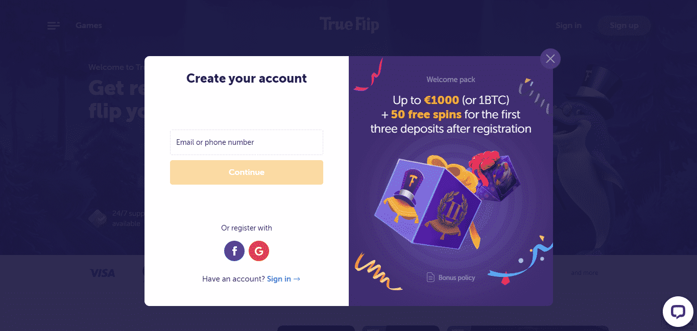 TrueFlip Review - Create an Account 