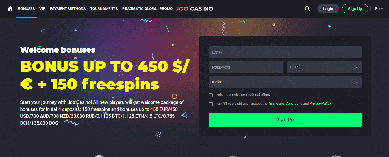 Joo casino review - The welcome bonus