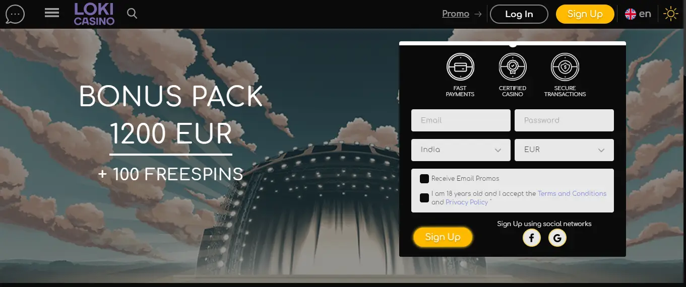 TLoki Casino Review - The homepage TLoki Casino Review - The homepage