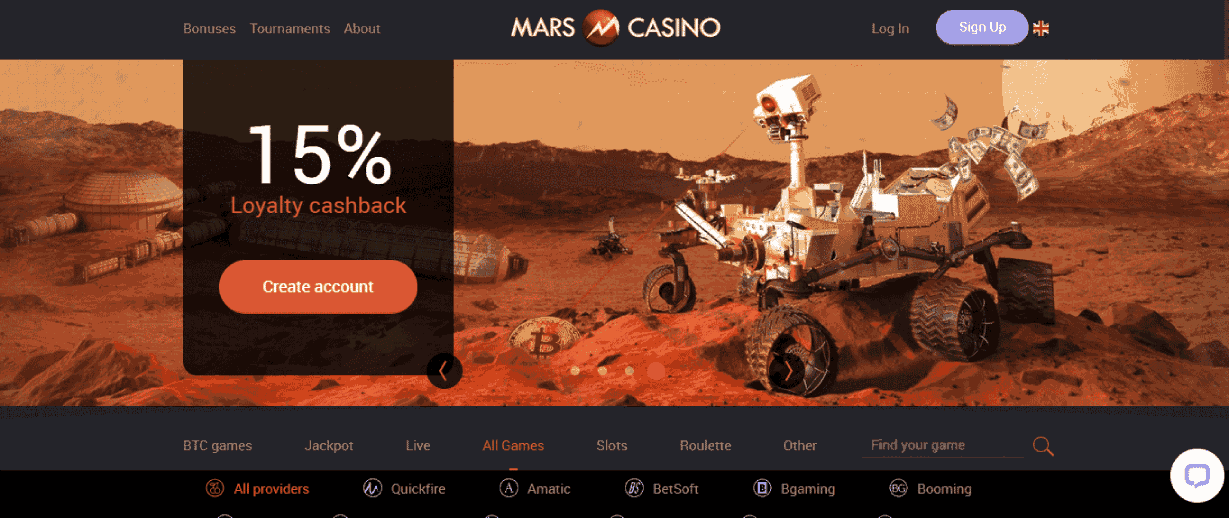 Mars Casino Reviews - The interface of Mars casino