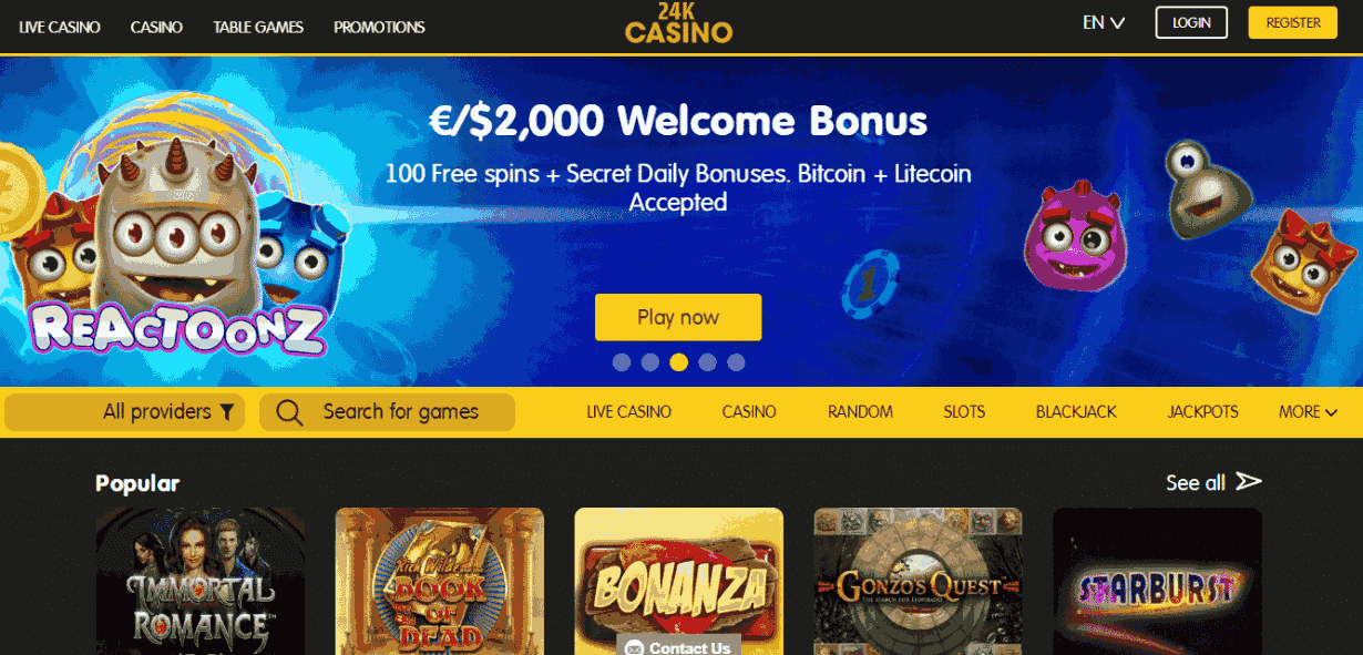 24K Casino Review - Well Designed Interface