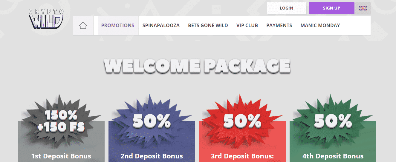 CryptoWild Casino Reviews - Welcome bonus package