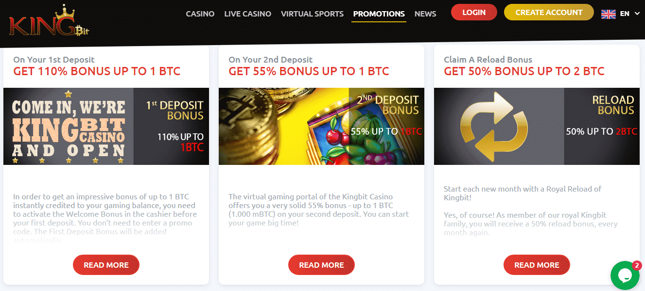 KingBit Casino Review - Welcome Bonus