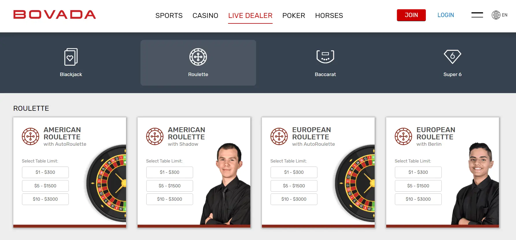 Bovada Live Roulette