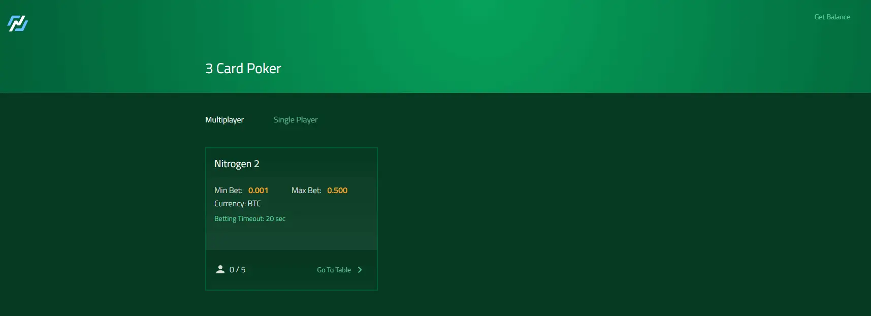 3 Card Poker at Nitrogen Poker