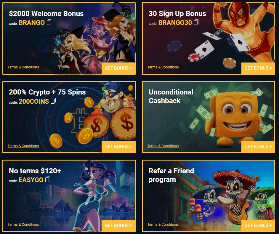 Bonuses and Promotions @Casino Brango Bonuses and Promotions @Casino Brango
