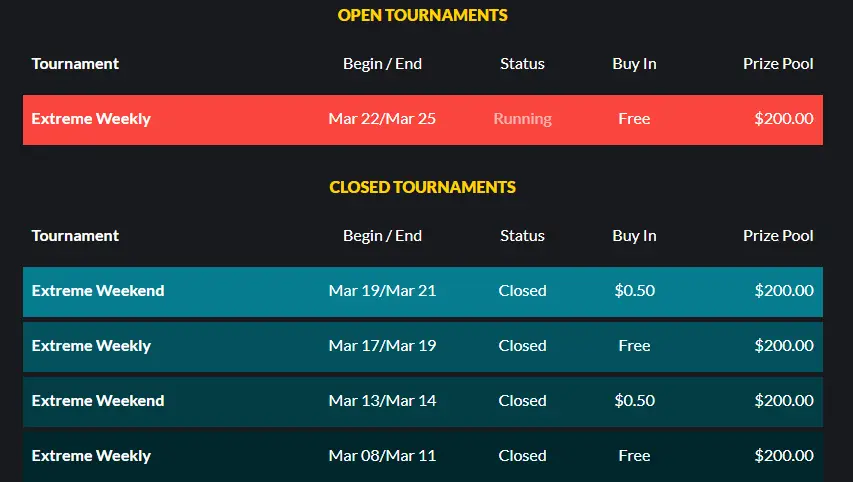 Tournaments @Casino Extreme Tournaments @Casino Extreme