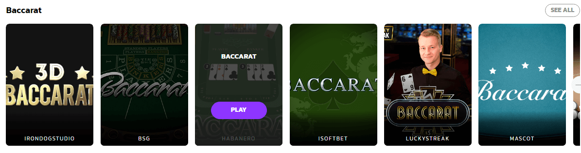 Wildcoins Casino Baccarat Games