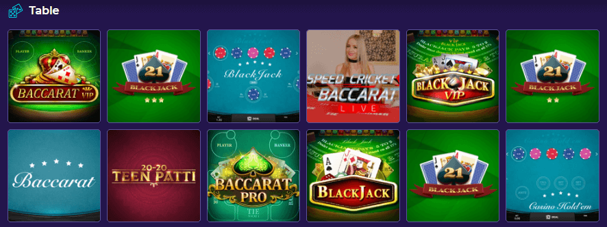 Andromeda Casino Table Games