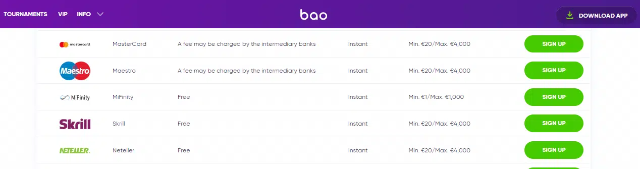 Bao Casino Payment Methods Bao Casino Payment Methods