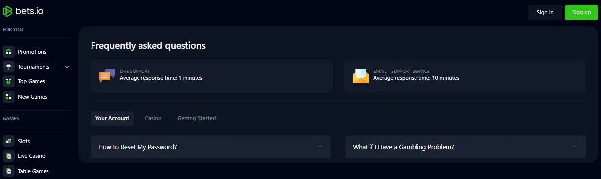 Bets.io Casino Customer Support Bets.io Casino Customer Support