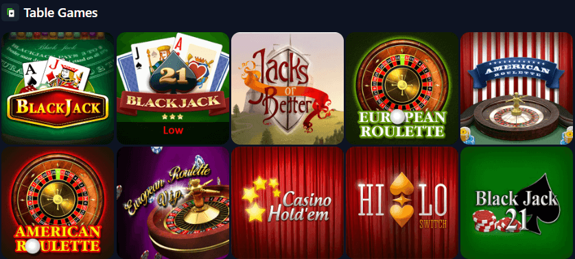 Bets.io Casino Table Games