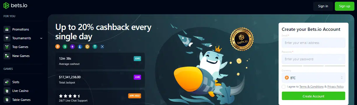 Bets.io Casino User Interface Bets.io Casino User Interface