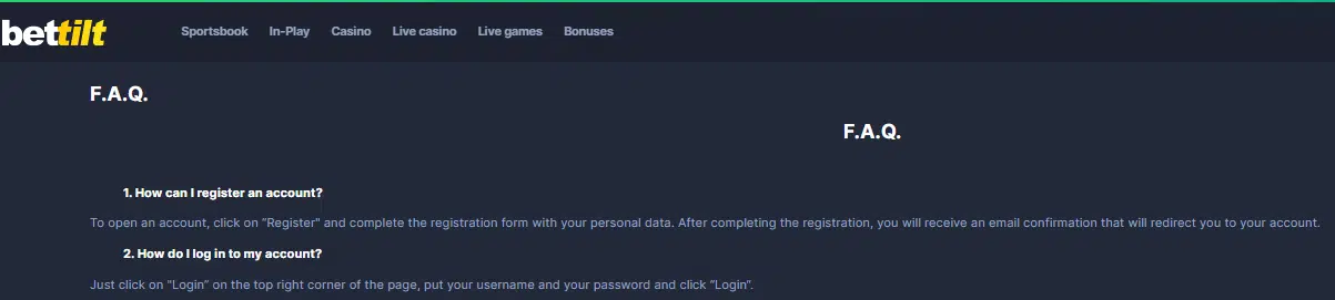 Bettilt Casino FAQ Support