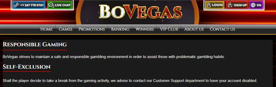 BoVegas Casino Responsible Gaming BoVegas Casino Responsible Gaming