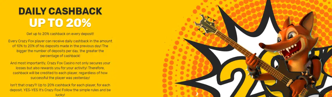 Crazy Fox Casino Cashback Promo Crazy Fox Casino Cashback Promo