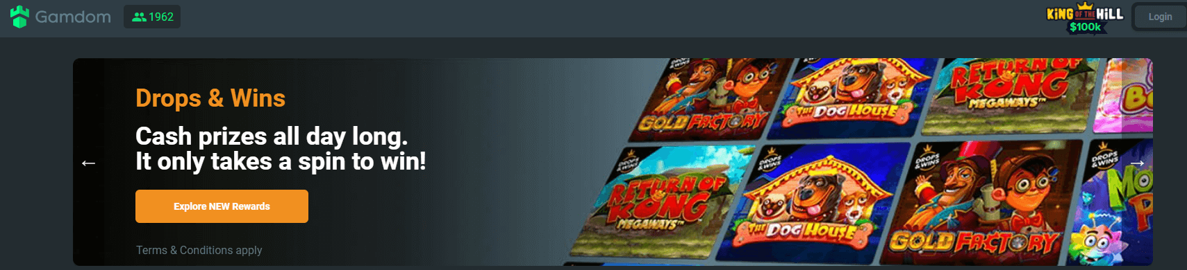 Gamdom Casino User Interface