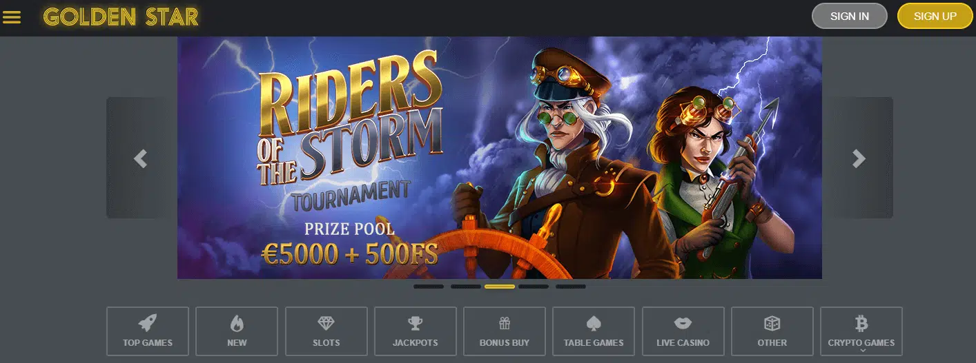 Golden Star Casino User Interface Golden Star Casino User Interface