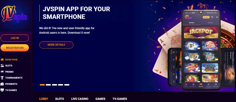 JVSpin Casino User Interface JVSpin Casino User Interface