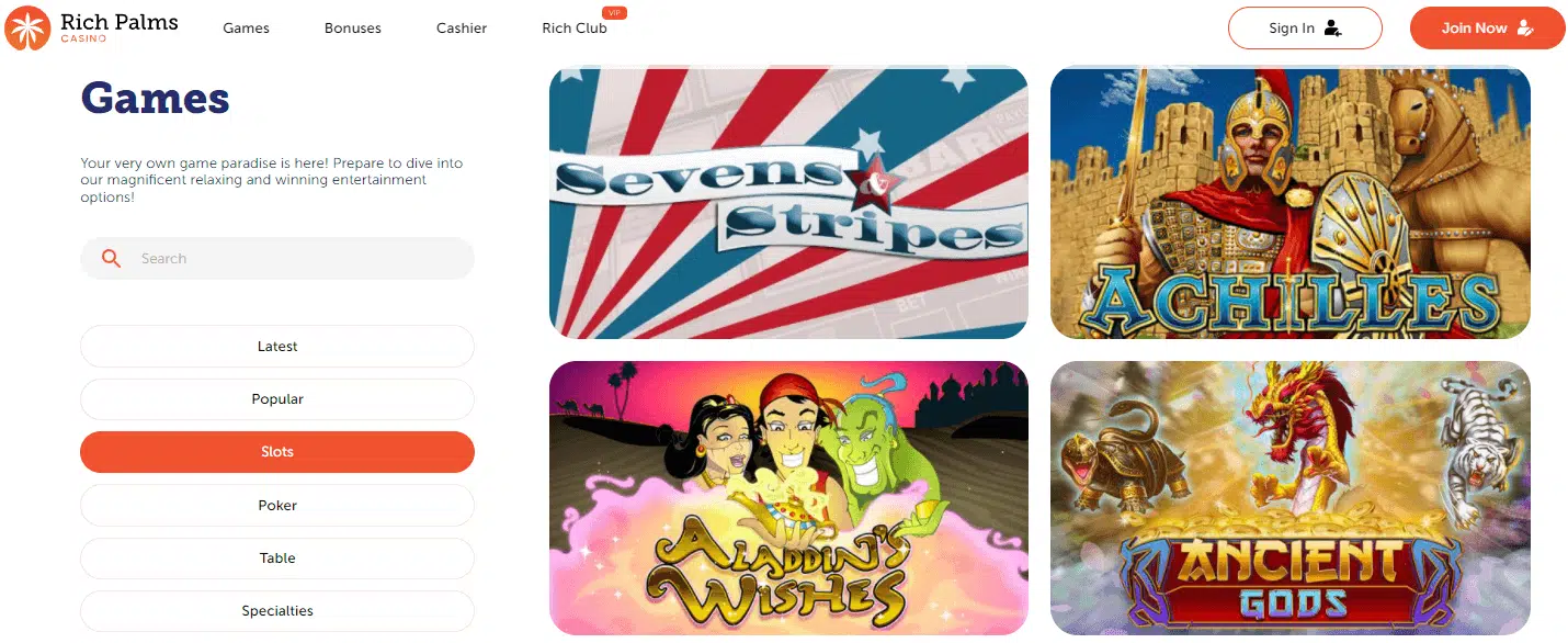 Rich Palms Casino Slots Games