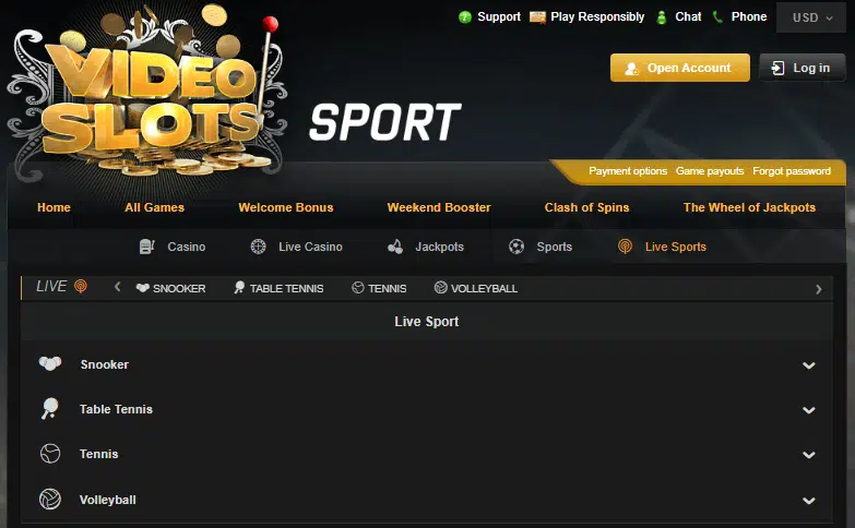 Videoslots Live Sports Games