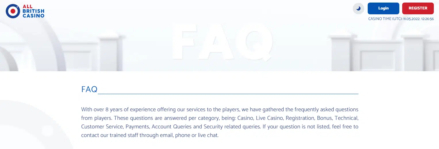 All British Casino FAQ Support All British Casino FAQ Support