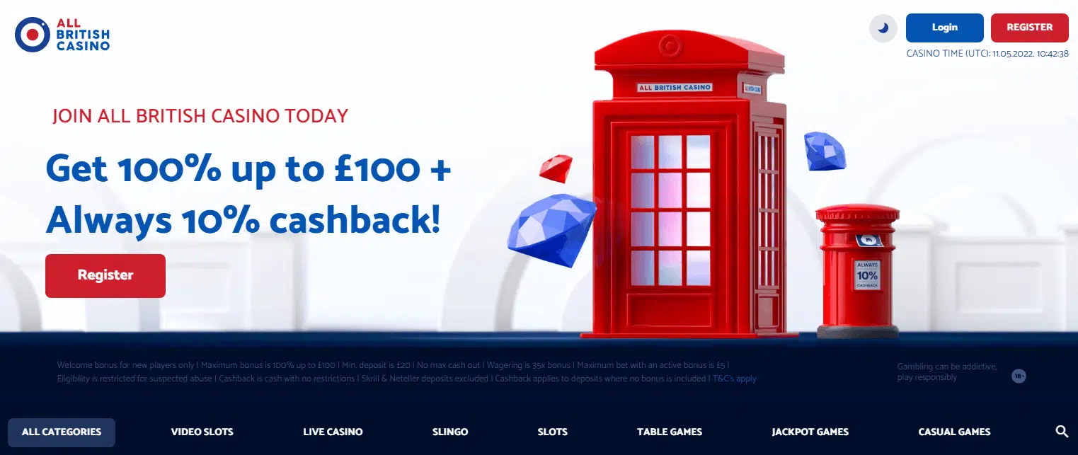 All British Casino User Interface All British Casino User Interface