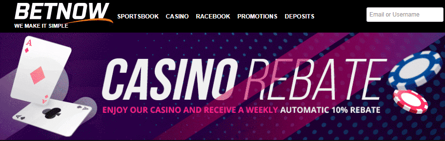 BetNow Casino Rebate Bonus