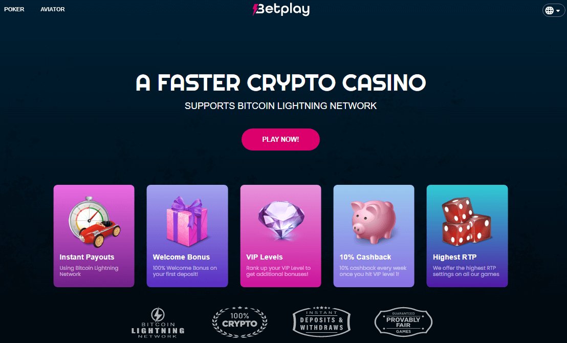 Betplay.io Casino User Interface