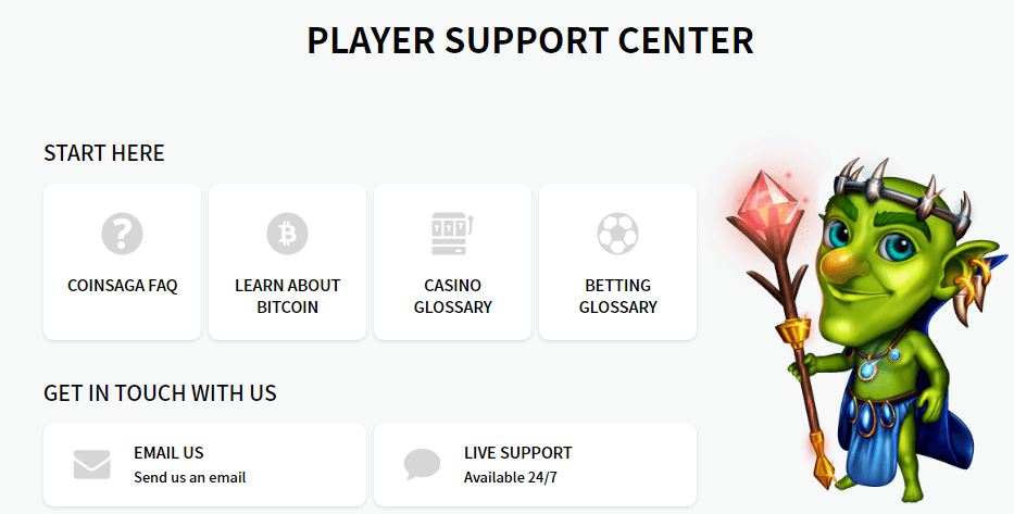 CoinSaga Casino Customer Support