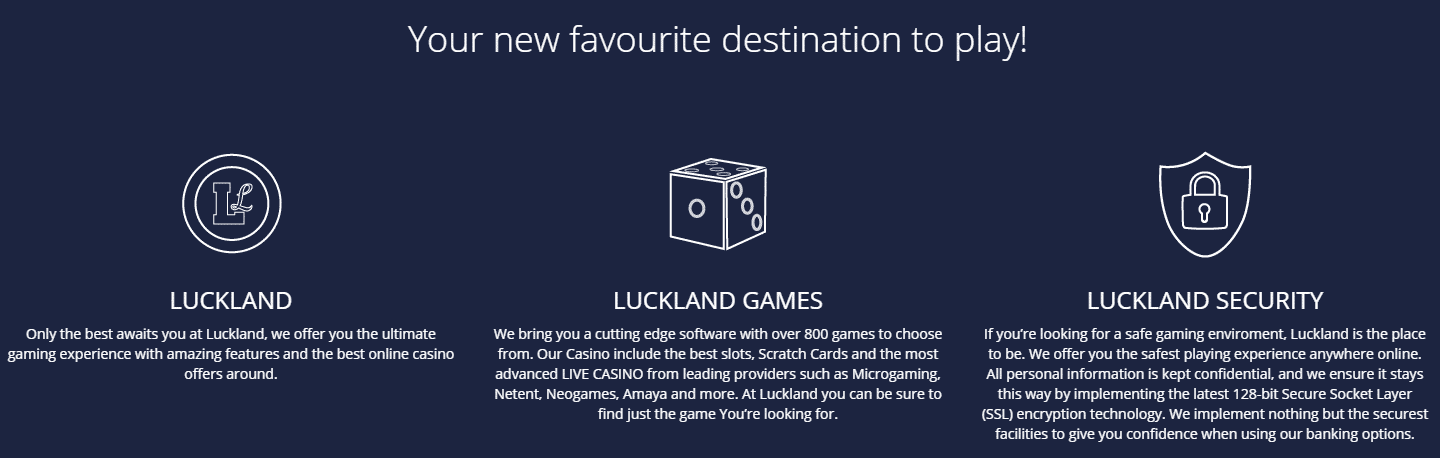 Features of LuckLand Casino