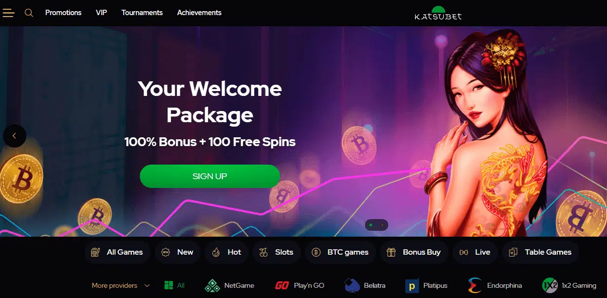 KatsuBet Casino User Interface KatsuBet Casino User Interface