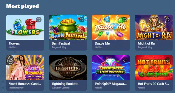 Casinoin Casino Most Played Games Casinoin Casino Most Played Games