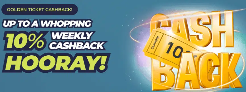 Golden Ticket Cashback Offer by Casinoin Golden Ticket Cashback Offer by Casinoin
