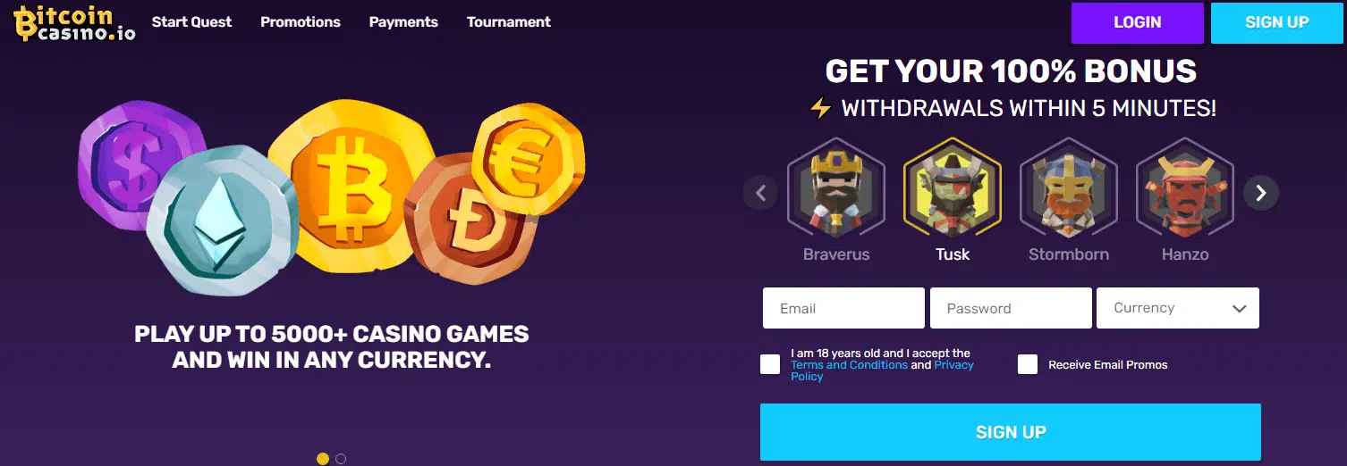 BitcoinCasino.io User Interface BitcoinCasino.io User Interface