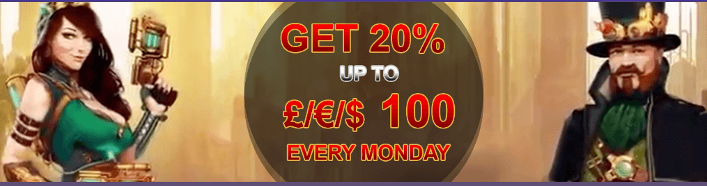 Casino Purple 20% Up To £100 on Every Monday Offer