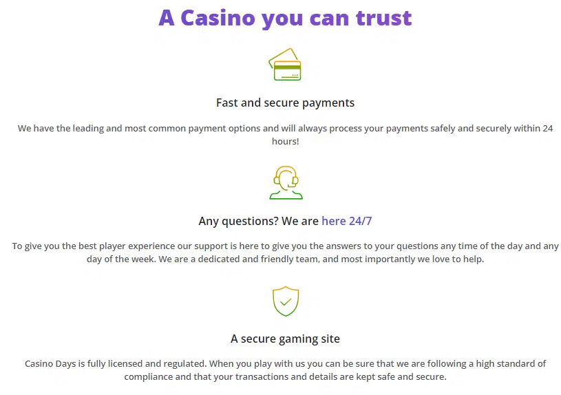 Features of Casino Days Features of Casino Days