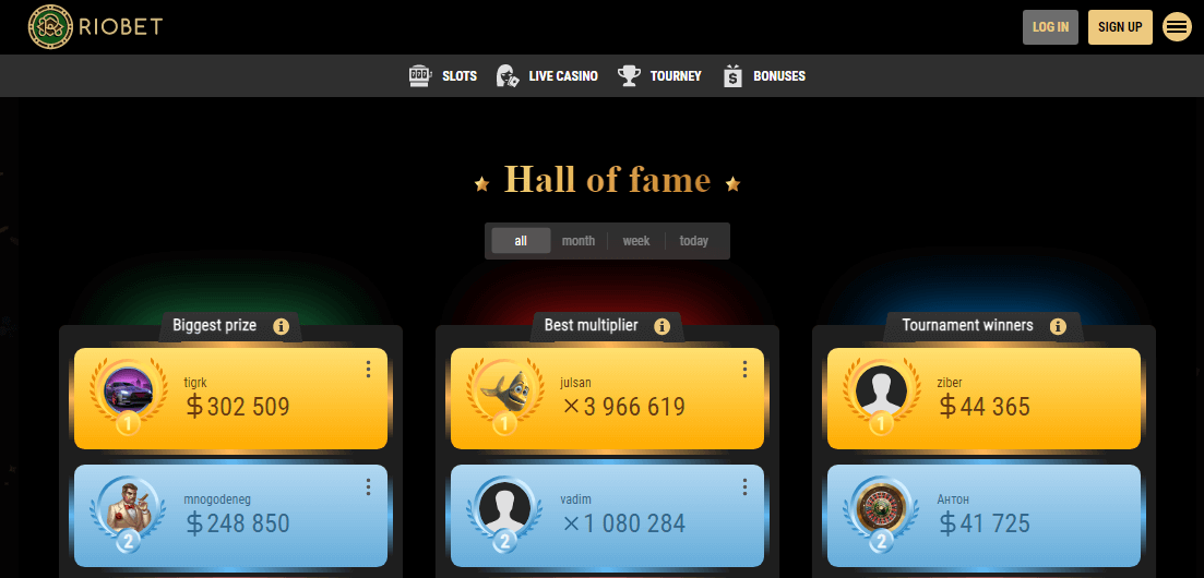 Play & Be the Hall of Fame at Riobet Casino