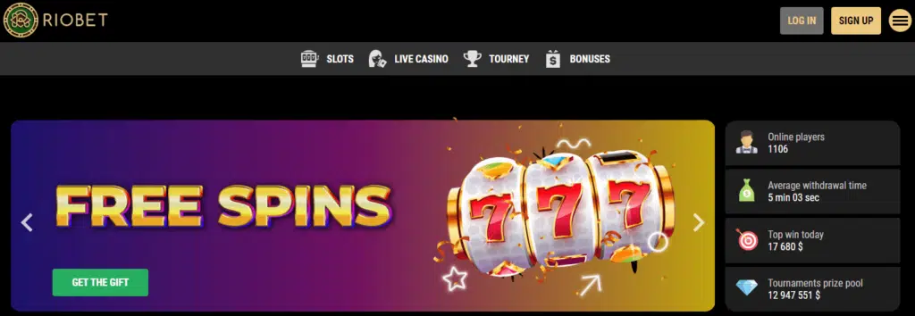 Riobet Casino User Interface