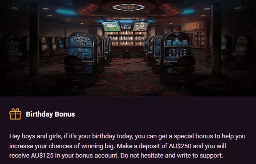 Casinonic Birthday Bonus