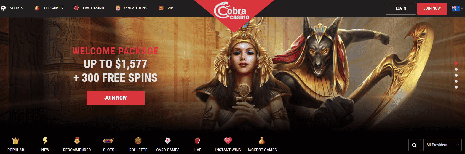 Cobra Casino User Interface