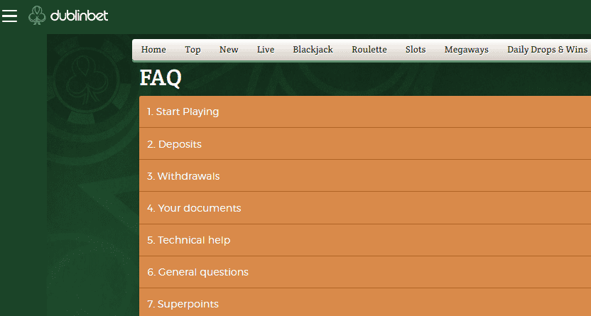 DublinBet Casino FAQs Support