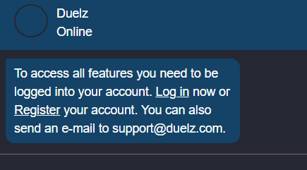 Duelz Casino Live Chat Support
