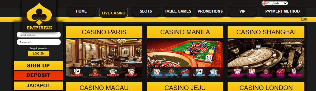 Empire777 Live Casino Games
