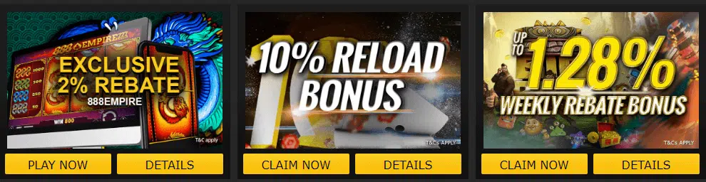 Empire777 Rebate & Reload Bonuses