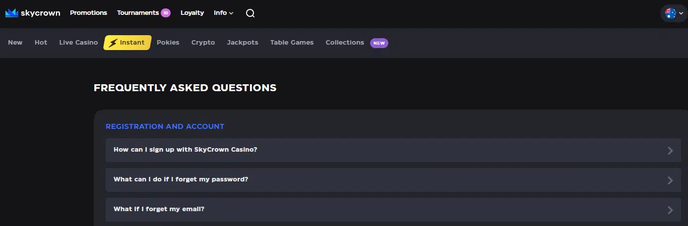 SkyCrown Casino FAQ Support SkyCrown Casino FAQ Support