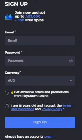 SkyCrown Casino Sign Up Process SkyCrown Casino Sign Up Process
