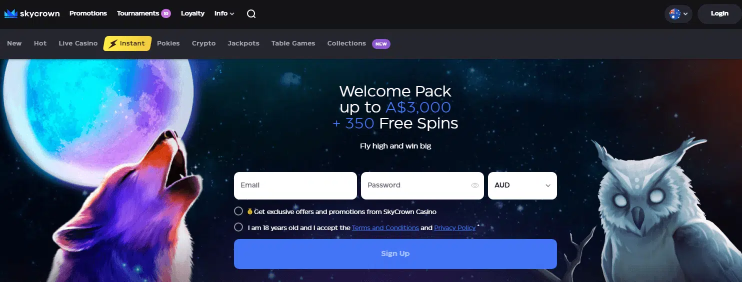 SkyCrown Casino User Interface SkyCrown Casino User Interface