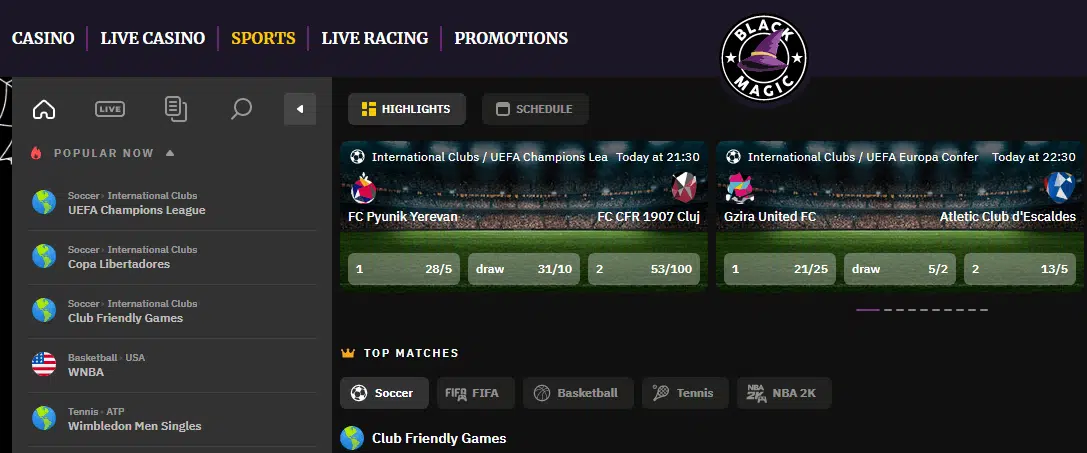 Sports Betting by Black Magic Casino Sports Betting by Black Magic Casino